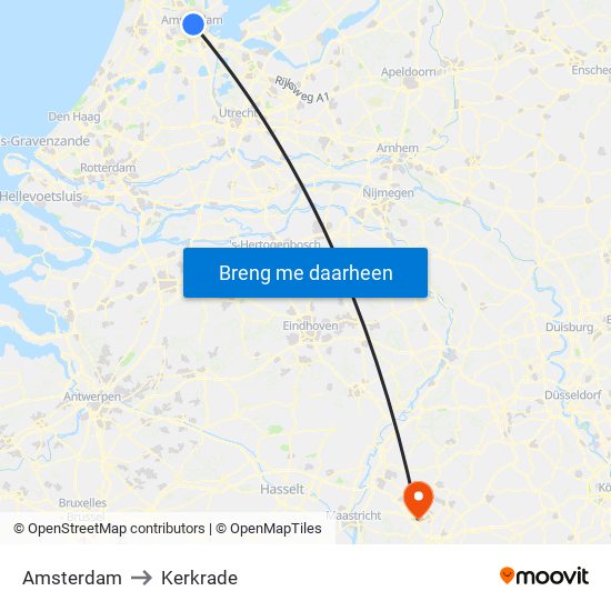 Amsterdam to Kerkrade map