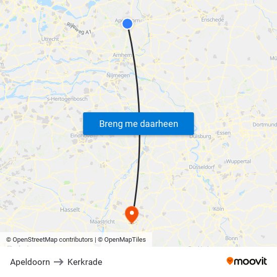 Apeldoorn to Kerkrade map