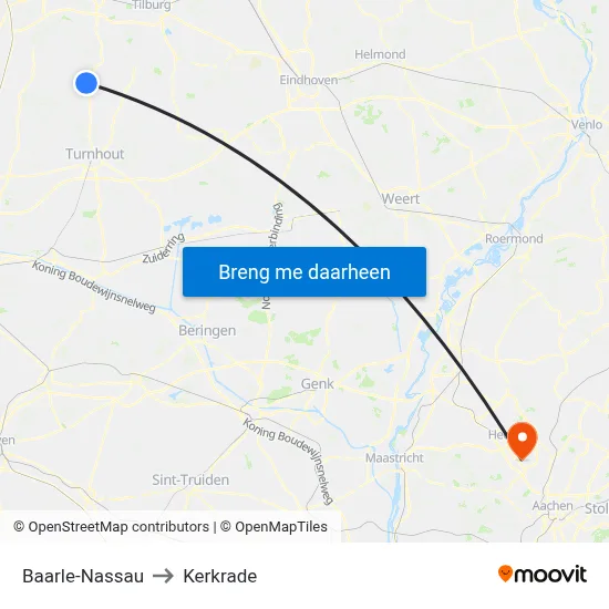 Baarle-Nassau to Kerkrade map