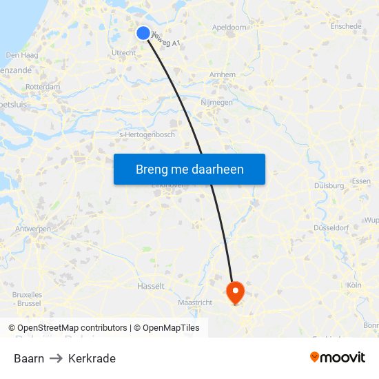 Baarn to Kerkrade map