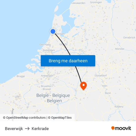 Beverwijk to Kerkrade map