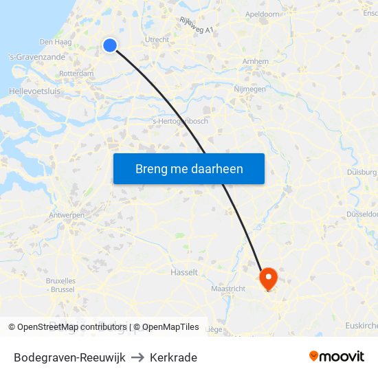 Bodegraven-Reeuwijk to Kerkrade map