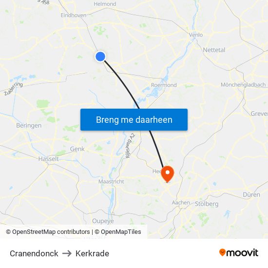 Cranendonck to Kerkrade map