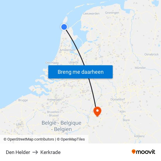 Den Helder to Kerkrade map