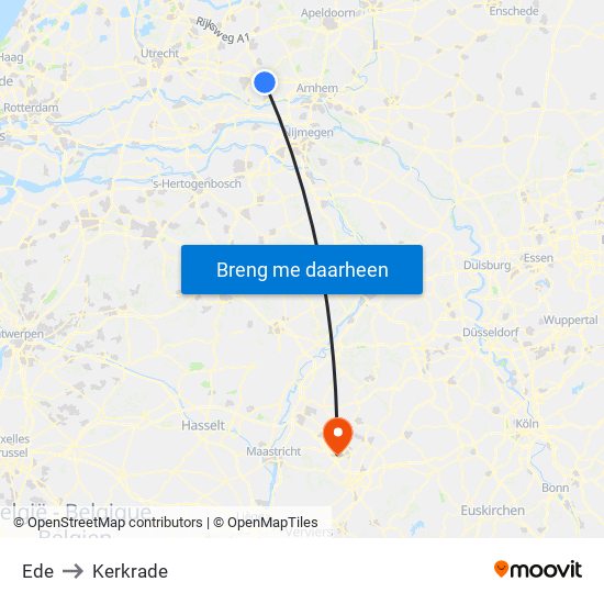 Ede to Kerkrade map