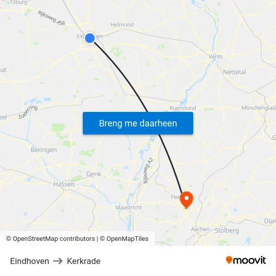 Eindhoven to Kerkrade map