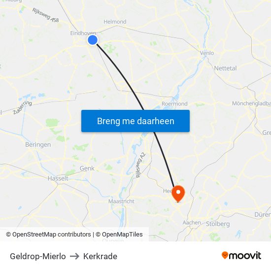 Geldrop-Mierlo to Kerkrade map