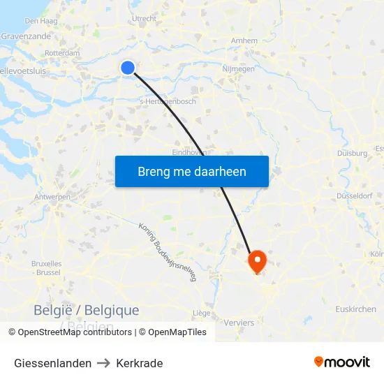Giessenlanden to Kerkrade map