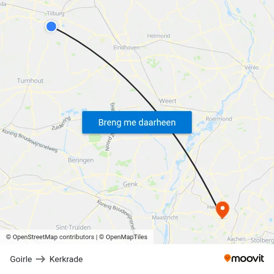 Goirle to Kerkrade map