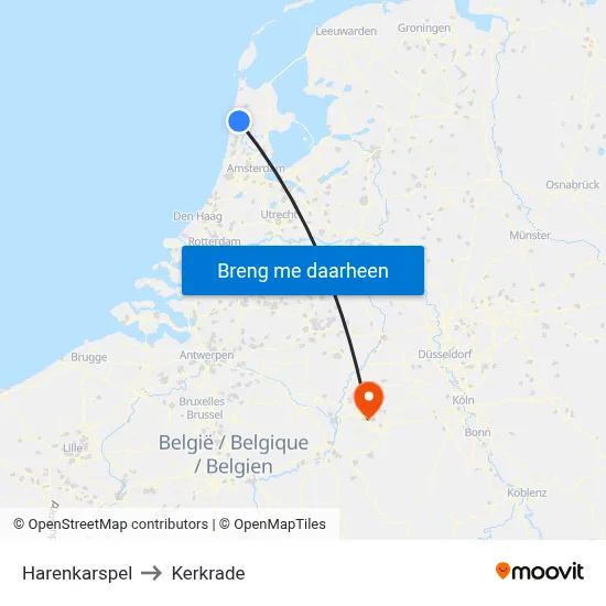 Harenkarspel to Kerkrade map