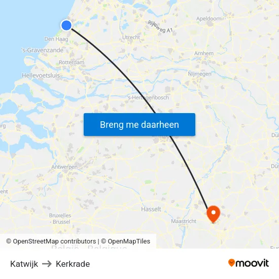 Katwijk to Kerkrade map