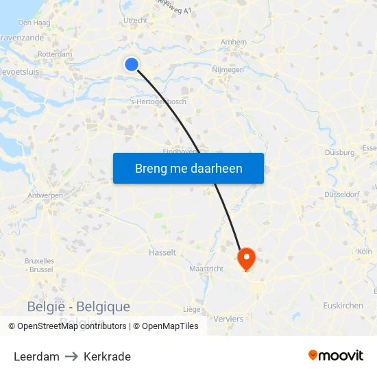 Leerdam to Kerkrade map