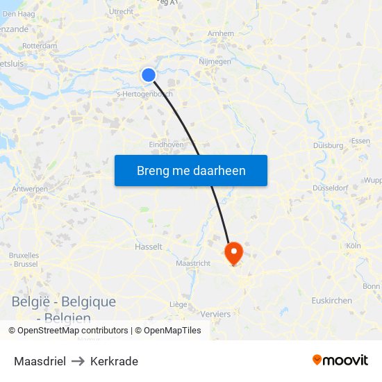Maasdriel to Kerkrade map