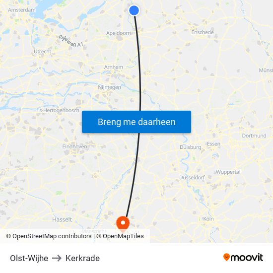 Olst-Wijhe to Kerkrade map