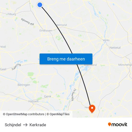 Schijndel to Kerkrade map