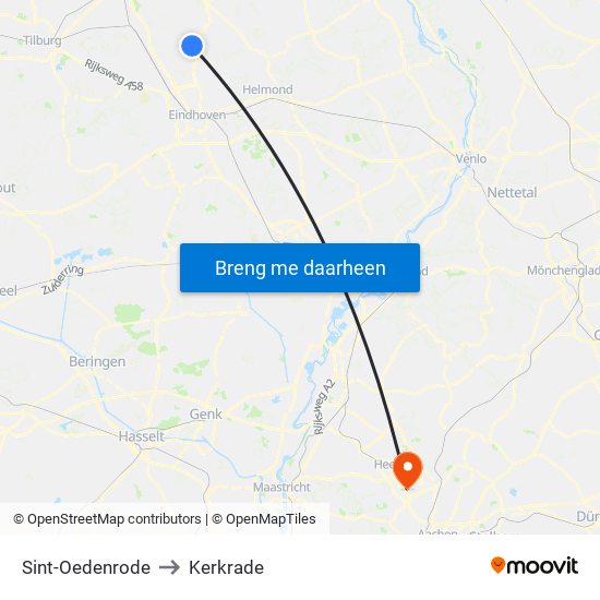 Sint-Oedenrode to Kerkrade map