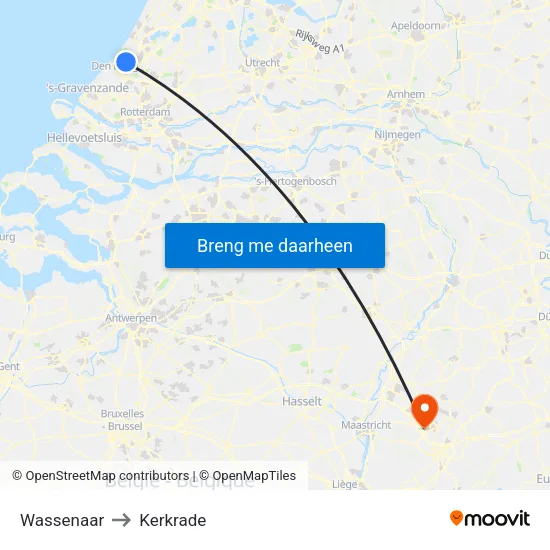 Wassenaar to Kerkrade map