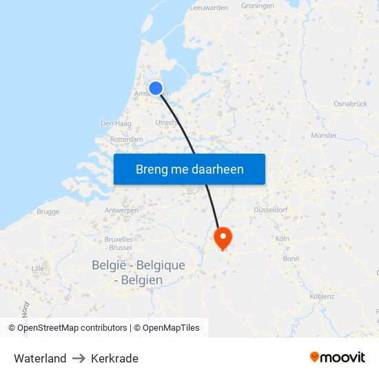 Waterland to Kerkrade map