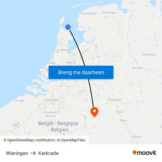 Wieringen to Kerkrade map