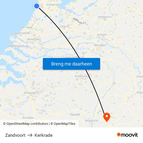 Zandvoort to Kerkrade map