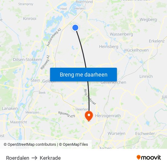 Roerdalen to Kerkrade map