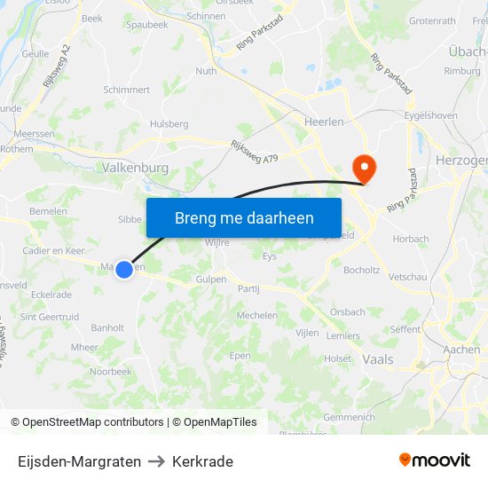 Eijsden-Margraten to Kerkrade map