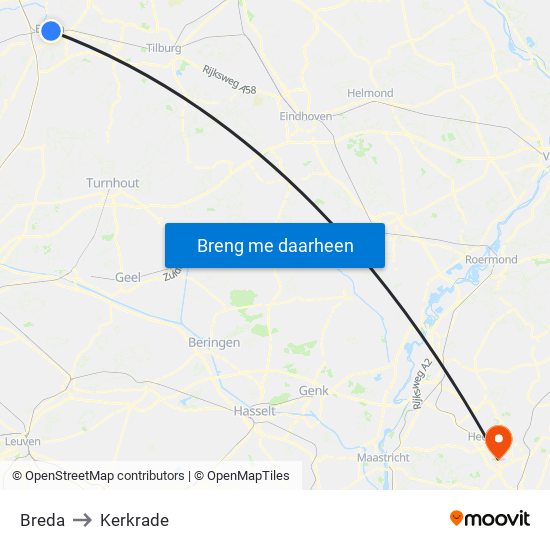 Breda to Kerkrade map