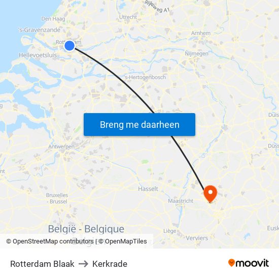 Rotterdam Blaak to Kerkrade map