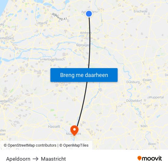 Apeldoorn to Maastricht map