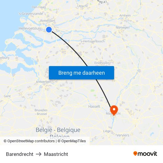 Barendrecht to Maastricht map