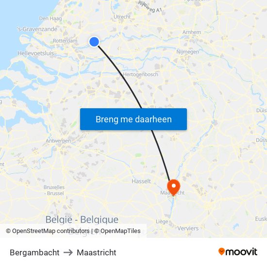 Bergambacht to Maastricht map