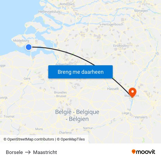 Borsele to Maastricht map