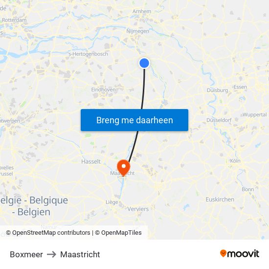 Boxmeer to Maastricht map
