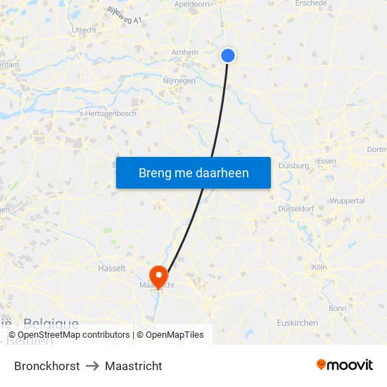 Bronckhorst to Maastricht map