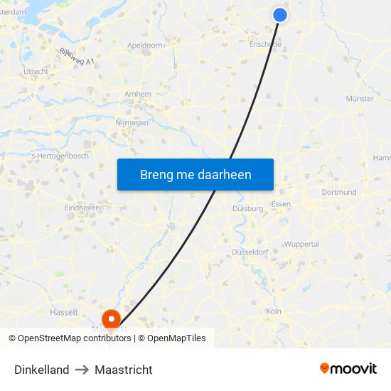 Dinkelland to Maastricht map