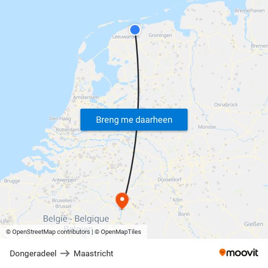 Dongeradeel to Maastricht map