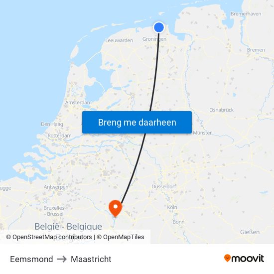 Eemsmond to Maastricht map