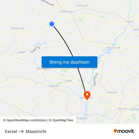 Eersel to Maastricht map