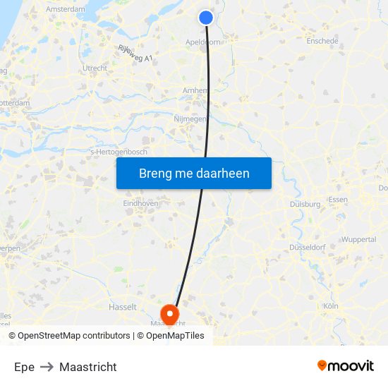 Epe to Maastricht map