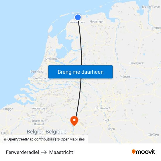 Ferwerderadiel to Maastricht map