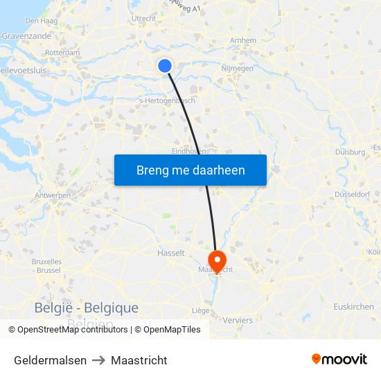 Geldermalsen to Maastricht map