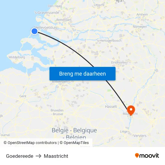 Goedereede to Maastricht map