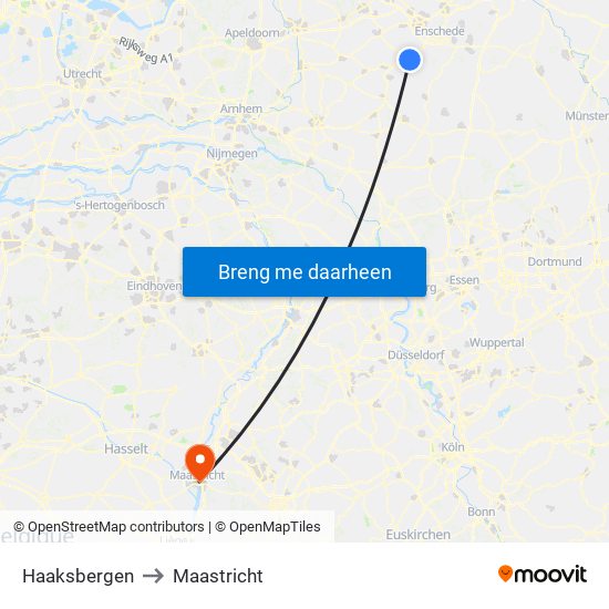 Haaksbergen to Maastricht map