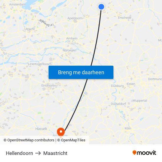 Hellendoorn to Maastricht map