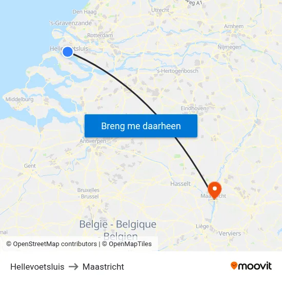 Hellevoetsluis to Maastricht map