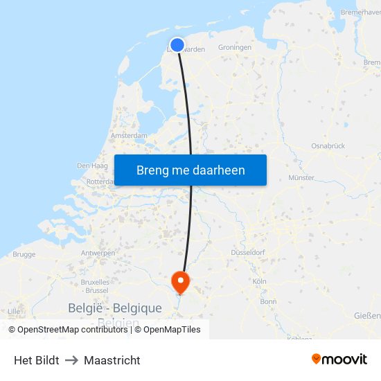 Het Bildt to Maastricht map