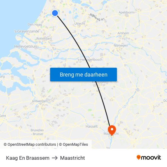 Kaag En Braassem to Maastricht map