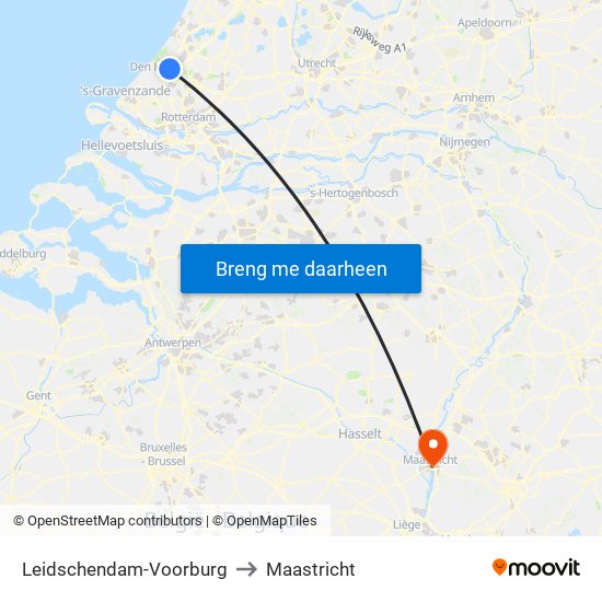 Leidschendam-Voorburg to Maastricht map
