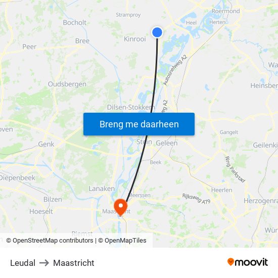 Leudal to Maastricht map