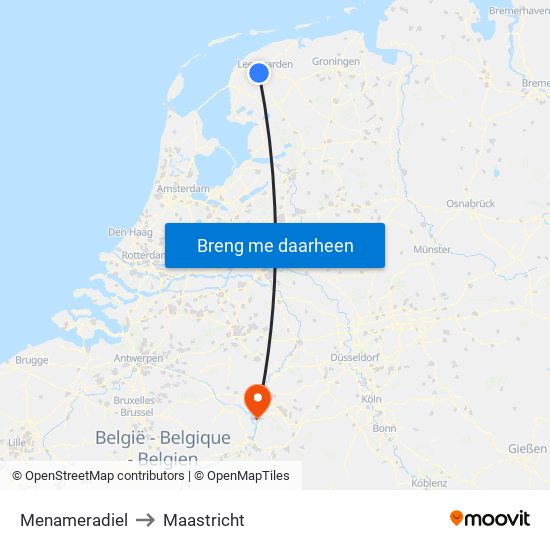 Menameradiel to Maastricht map